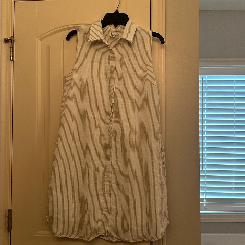 Sleeveless Striped Shirt Dress